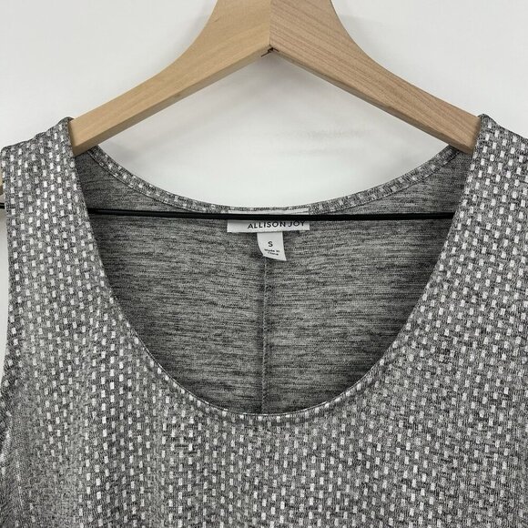 Allison Joy Gray Silver Polka Dot Top Sleeveless Metallic Shimmer Chic Size S - Picture 5 of 7
